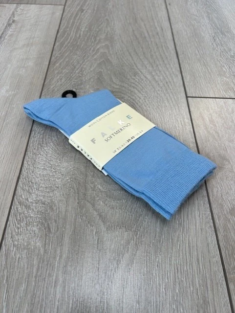 FALKE BLUE MERINO WOOL & COTTON SOCKS SIZE UK 5.5-6.5 EU 39-40 NEW