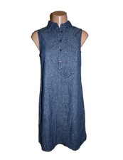 Tommy Hilfiger Blue Paisley Henley Shirt Dress Size XS Womens Sleeveless