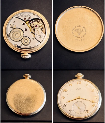 Antique Elgin Pocket Watch - Solid 14K Gold Keystone Case 17J - Not Running