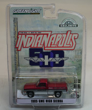 1/64 GREENLIGHT 1985 GMC HIGH SIERRA PICKUP INDY 500 HUALER RED AND SILVER