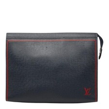 Louis Vuitton Taiga Pochette Voyage Clutch Bag M63394 Navy Blue