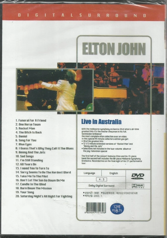 Elton John - Live In Australia DVD new and sealed. - Image 2 of 2