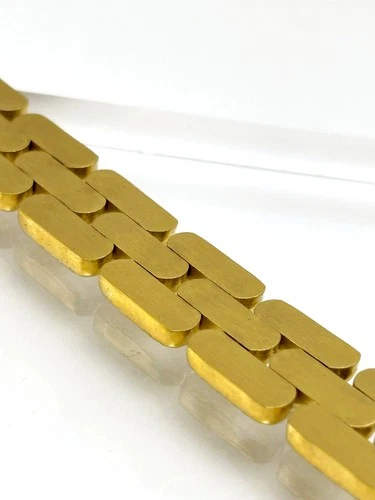 BELLEZZA Goldtone Bronze Hammered Stamato Panther-Link Chain Bracelet - NWT image 13
