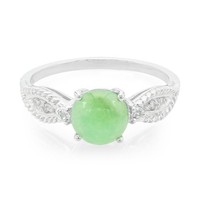 Cavill Chrysopras Ring 925 Silber 0,76Ct GrüN Cabochon WeißEr Topas