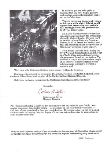 Advertising Letter CA State RR Museum Foundation Sefton Toy Train Collection - Picture 7 of 7