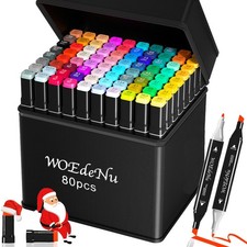 Alcohol Markers, 80 Colors Dual Tip Brush  Chisel Art Markers, Permanent Alc...