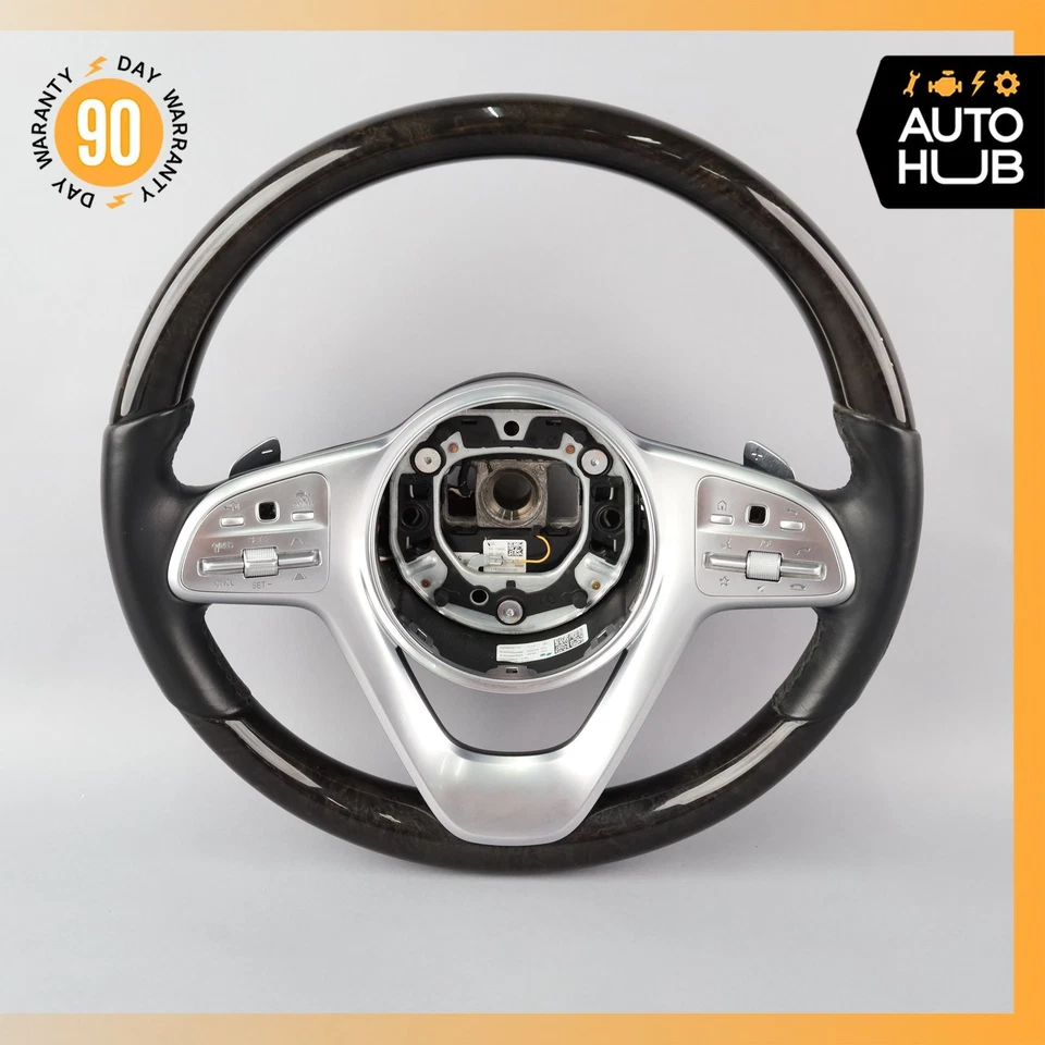 Volante madera Mercedes W222 S450 S600 18-21 con palancas de cambio OEM 28k Foto 2 de 4