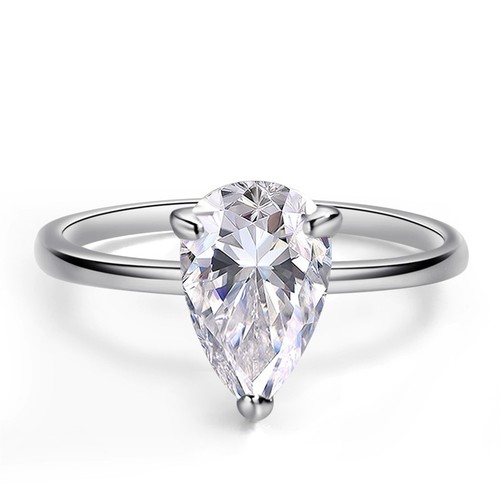 1-4CT Pear Cut Moissanite Wedding Ring Women Engagement Band 925 Sterling Silver - Picture 15 of 17