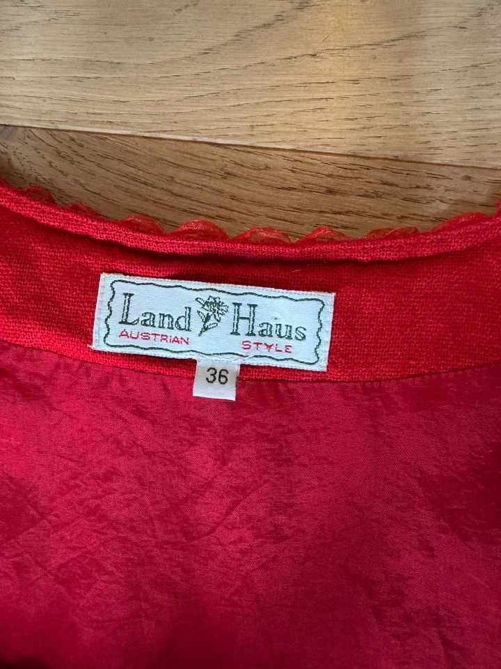 Landhaus Original Trachtenkleid, lang, rot, Leinenmischung, Gr. 36 - Bild 3 von 4