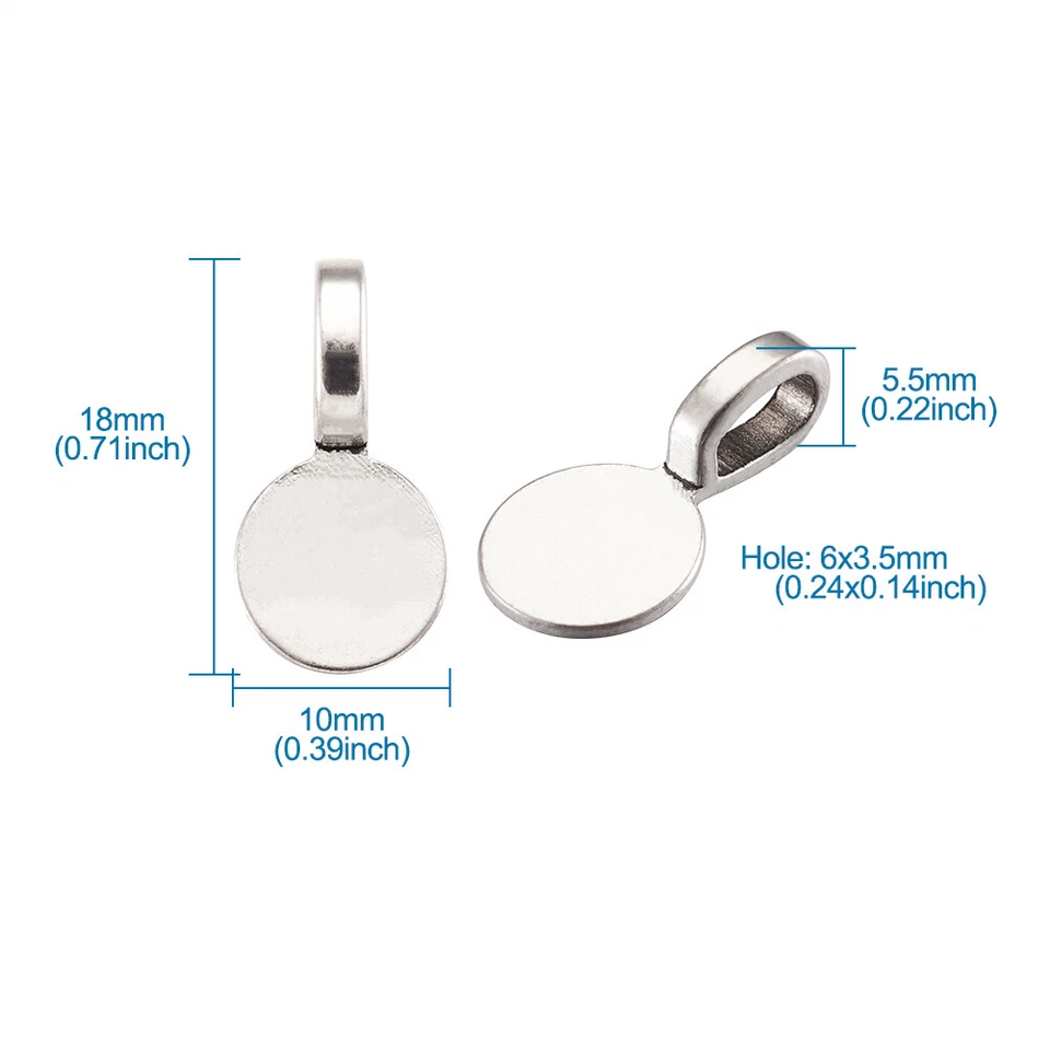100 fianzas de aleación tibetana adhesivas lisas planas redondas almohadilla colgante soporte plateado 18 mm Foto 2 de 4