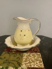 The Cellar Whiteware Macy´s,Ceramic  Pitcher and Wash Basin Bowl hand crafted