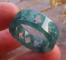 Video Certified Icy Green Natural A JADE Jadeite Heart RING USA. 9    689238
