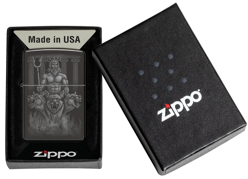 Zippo 46264, Regal Greek God Design, High Polish Black Finish