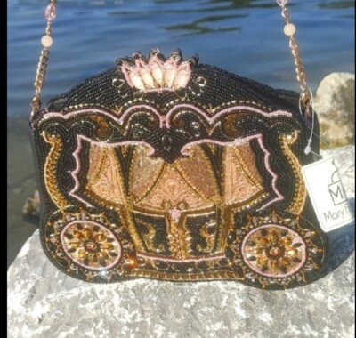 Mary Frances FANTASY Princess Carriage Hand Beaded Black Pink Gold