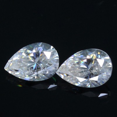 Natural DE Color VVS1 Certified Excellent Cut 8x6 MM Pear Pair White Diamond