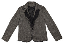 YOUR SIXTH SENSE Blazer Damen 44 Grau meliert Wolle mit Seide Mit Chiffon Jacke