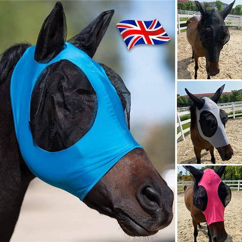 Breathable Mesh Horse Fly Mask Anti-Mosquito Insect Protection Full Face Covers - Picture 8 of 14