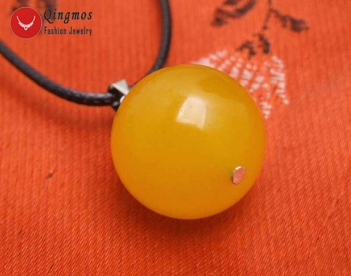 20mm Round Yellow Natural Jade Pendant Necklace for Women Chokers 17" nec6385 - Picture 6 of 6