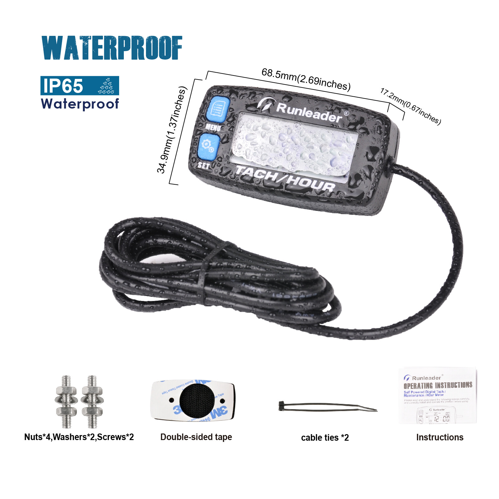 (Blue)Digital Tach/Hour Meter,RPM Alert,Maintenace Reminder For Lawn Mower ATV - Foto 5