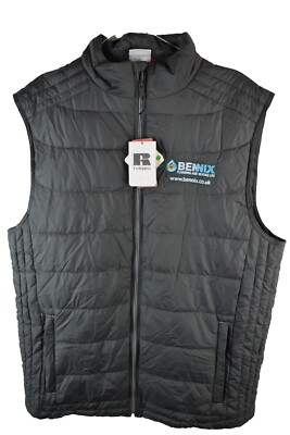 RUSSELL graue wattierte Weste Gr. L Herren Full Zip Weste Freizeit Outdoor Oberbekleidung