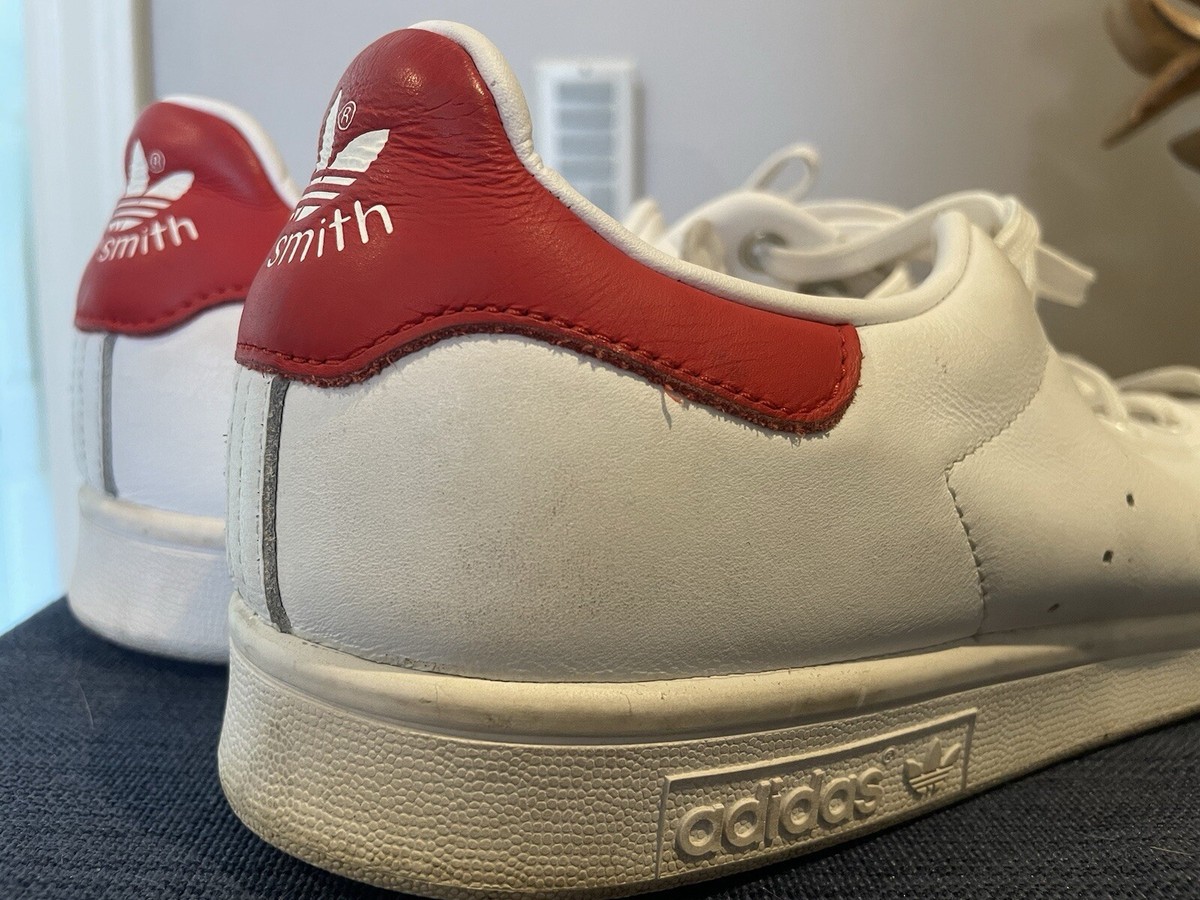 Size 12.5 - adidas Stan Smith White Red | eBay