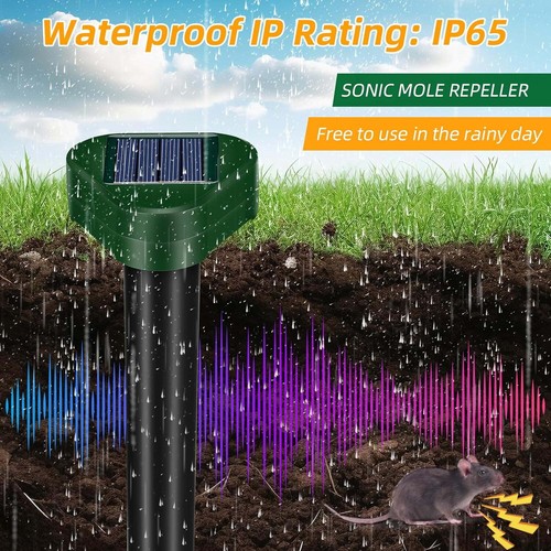 1 pack of 4 Solar Power Ultrasonic Repellent Mice Gopher Mole Pest SnakeRepeller - Picture 5 of 12