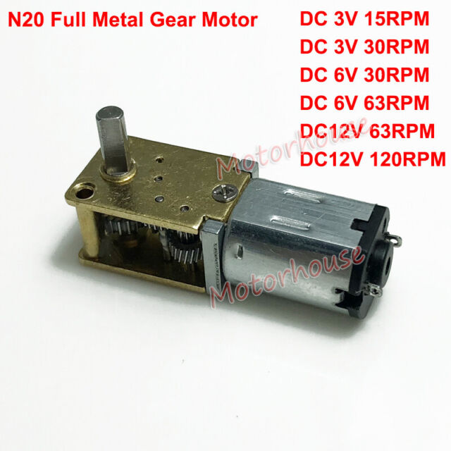 DC3V-12V Mini Micro 12mm N20 Worm Gear Motor Full Metal Gearbox Large Torque