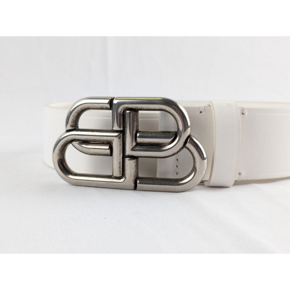 Balenciaga BB Logo Belt in White BNWB 70cm | eBay