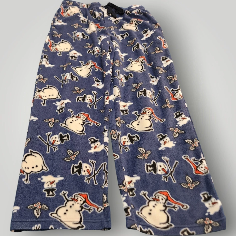 Muñeco de nieve para hombre L dormir pantalones de salón cintura elástica cordón bolsillos polar FOTL Foto 2 de 4