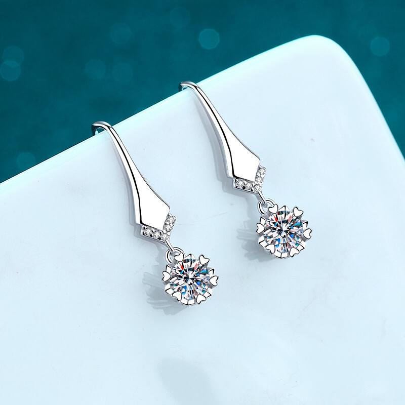 1CT Moissanite Drop Dangle Earrings 925 Sterling Silver Wedding Bridal Gift
