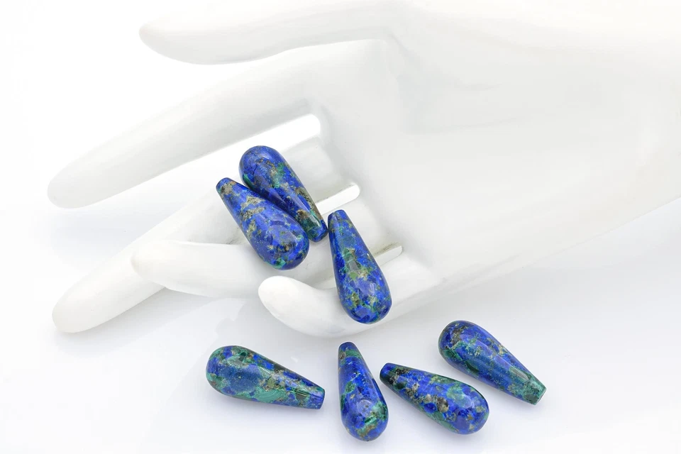 Piedras sueltas 173,5 TCW azurita 27 x 11 mm lágrima pera 34,7 gramos Foto 4 de 4