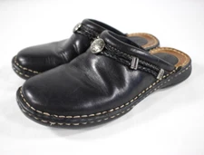 Minnetonka Shoes Women's 6.5 Silverthorne Western Braid Leather Clog Mule Black