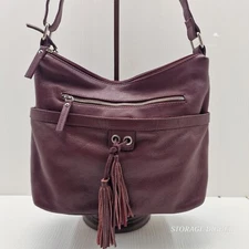 VTG Great American Leather Works Women's Burgundy 100% Leather Boho Shoulder Bag