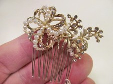 NEW Bridal Hair Comb Silver Gold Tone Simulated Pearls Crystals AS IS