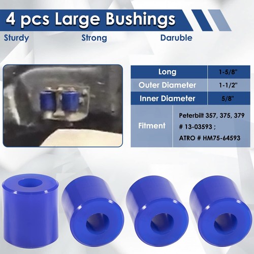 8 Pack 13-03593 Hood Roller Bushings Kit Polyurethane For Peterbilt 357,375,379 - Picture 6 of 9