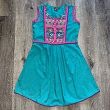 Mexican Dress Green Pink Kids Size S New