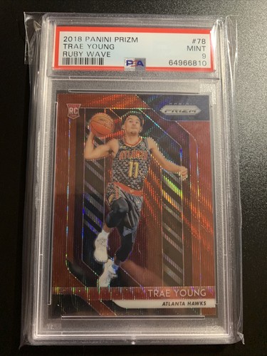 2018 Trae Young Hawks Panini Prizm Ruby Wave Rookie RC PSA 9 - Picture 3 of 3