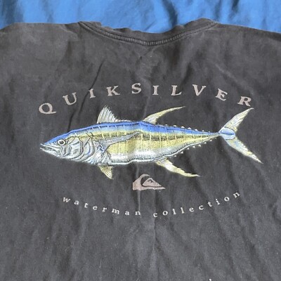 Quiksilver Waterman Collection Women s T-Shirt Black Size Large Fish Printed L