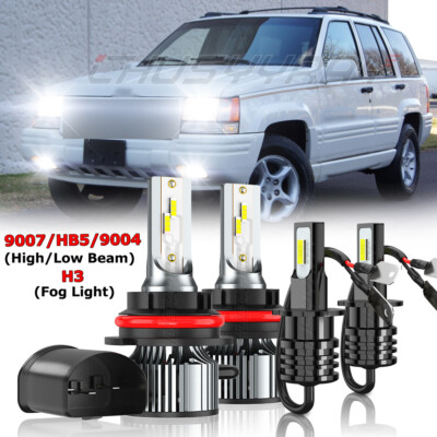 Faro LED 9007 Hi/Lo + H3 luces antiniebla Para For Jeep Grand Cherokee 1996-1998