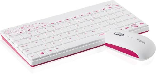 RAPOO 8000 Wireless Keyboard, 2.4 GHz, 79 Tasten, AA, 10m, Weiß/Rosa (DEU Layout - Afbeelding 1 van 3