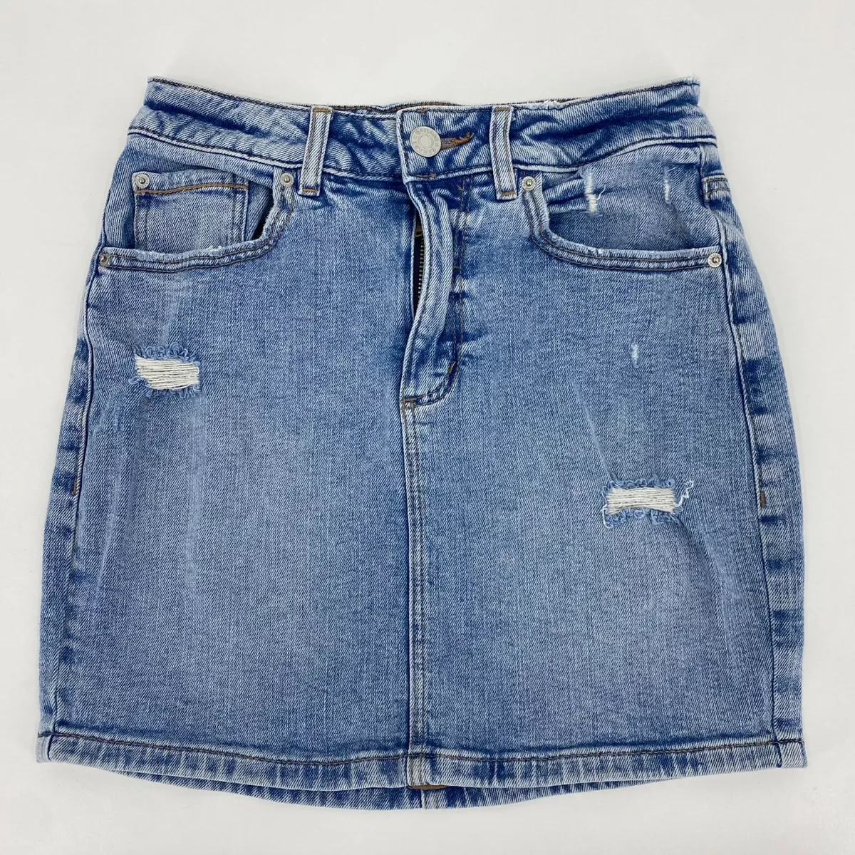 Distressed denim skirt clearance xs