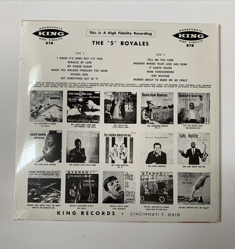 The Five Royals The "5" Royals King 678 EX ! 1987 Pressing Sealed Mint Record B - Picture 2 of 2