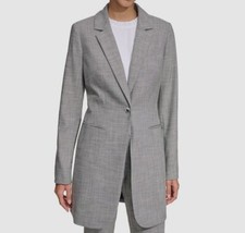 Calvin Klein Women's Gray One Button Long Suit Separate Blazer Jacket Size 6
