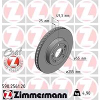 2X Zimmermann Bremsscheibe 590.2561.20