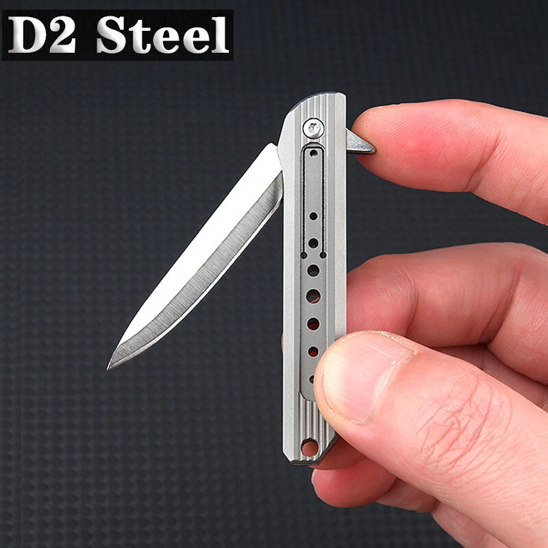 Titanium Alloy Pocket Folding Knife D2 Steel Blade Outdoor EDC Keychain Tool Titanium Alloy Pocket Folding Knife D2 Steel Blade Outdoor EDC Keychain Tool