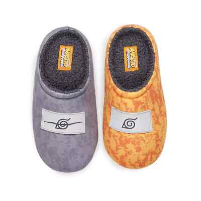 Naruto Boy's Gray & Orange Clog Slippers with Fleece Lining Boy Size 12 NEW