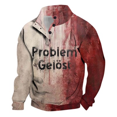 Problem Gelöst Bloody Shirt Sweatshirt Halloween Polo Pullover Horror Mock Neck