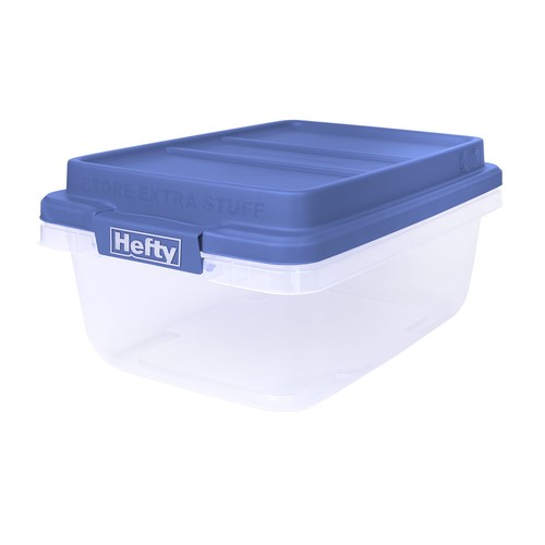 18 Quart Clear Plastic Storage Bin Durable Container Tote Box w/Blue HI-RISE Lid - Picture 4 of 11