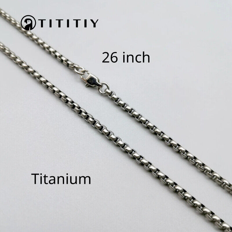 健康アクセサリー Qbeneee Silicon Carbide Necklace Pure Titanium Box Chain Necklace 3mm Men Unisex NO Allergic Skin