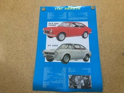Fiat  Abarth OTS 1000 Coupe u. OT 2000,  Werbeposter 34 x 58 cm , 1 A Reprodukt